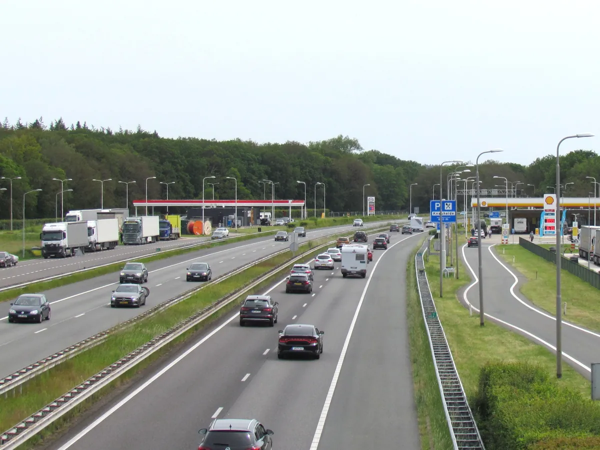 Lorries on the A12 and at the Bergh rest area near the Dutch and German border, where hauliers stop between loads