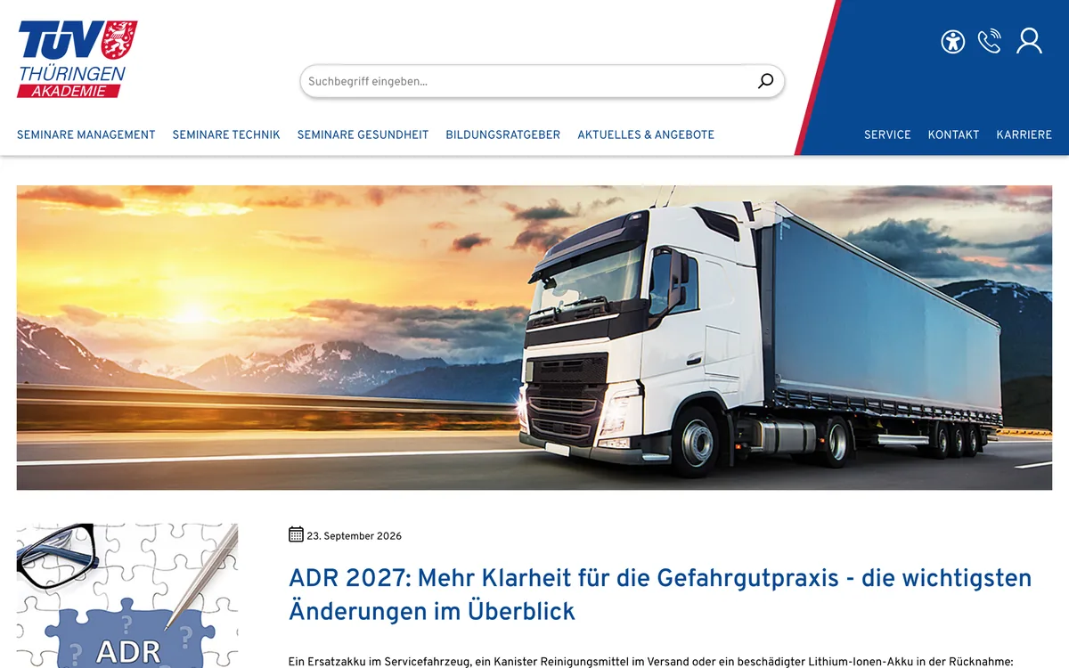 TÜV Thüringen Akademie blog article on the main ADR 2027 changes