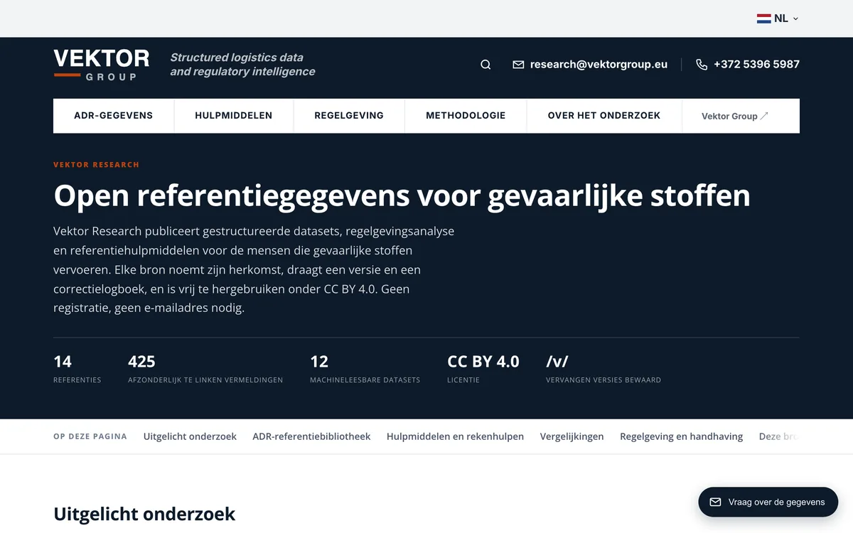 De bibliotheek van Vektor Research met referenties over gevaarlijke stoffen in het Nederlands