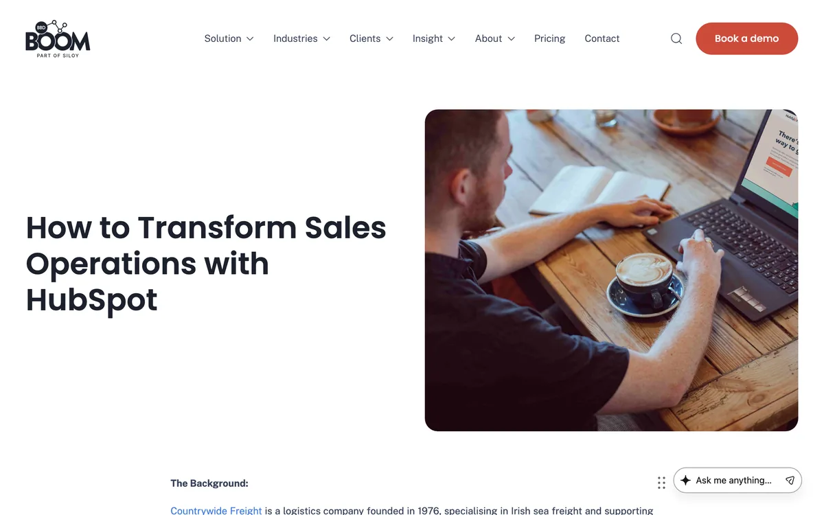 BBD Boom case study page on Countrywide Freight's move to HubSpot