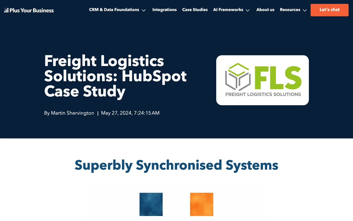 Plus Your Business case study page on Freight Logistics Solutions