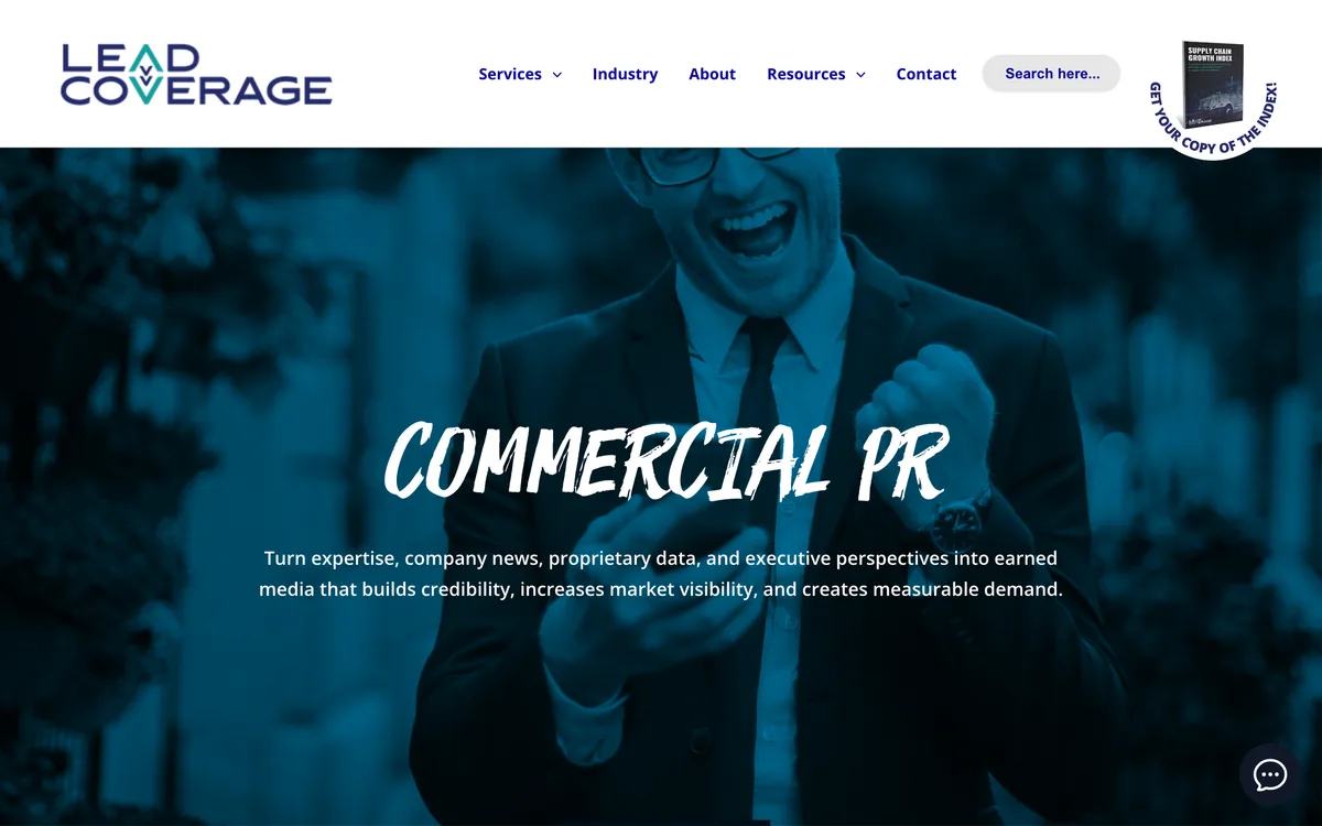 LeadCoverage commercial PR page for supply chain and logistics companies