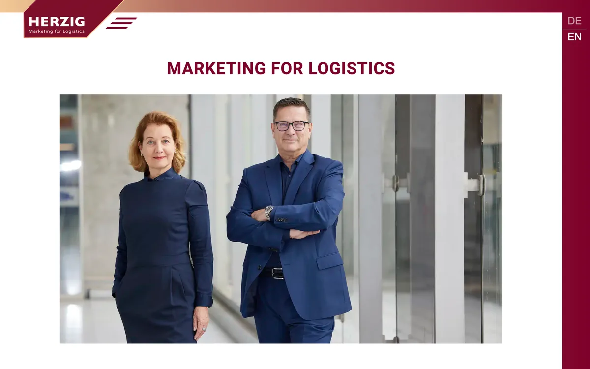 HERZIG's agency page describing its logistics marketing work from Cologne