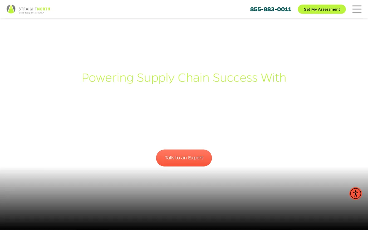 Straight North's digital marketing page for supply chain and logistics companies