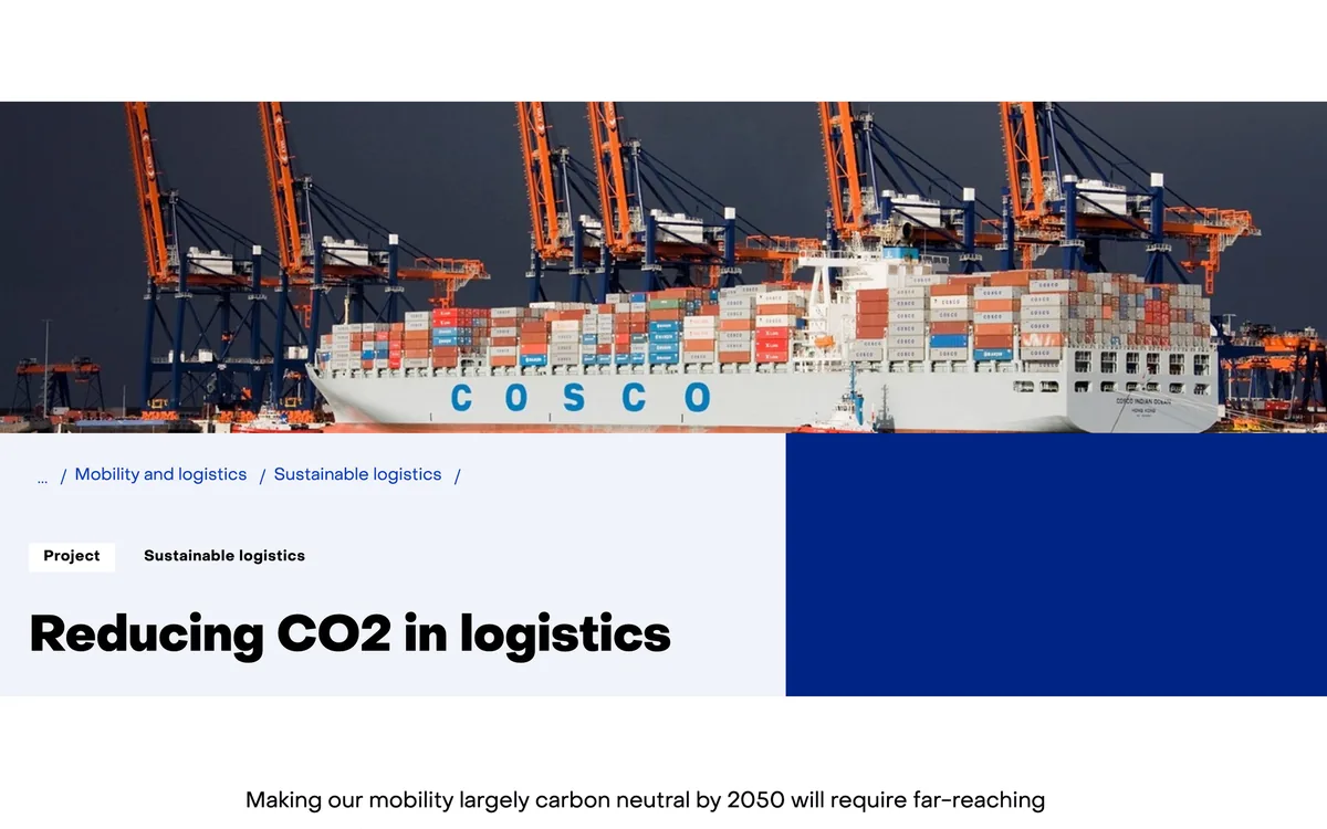 TNO page on reducing CO2 in logistics with links to its reports