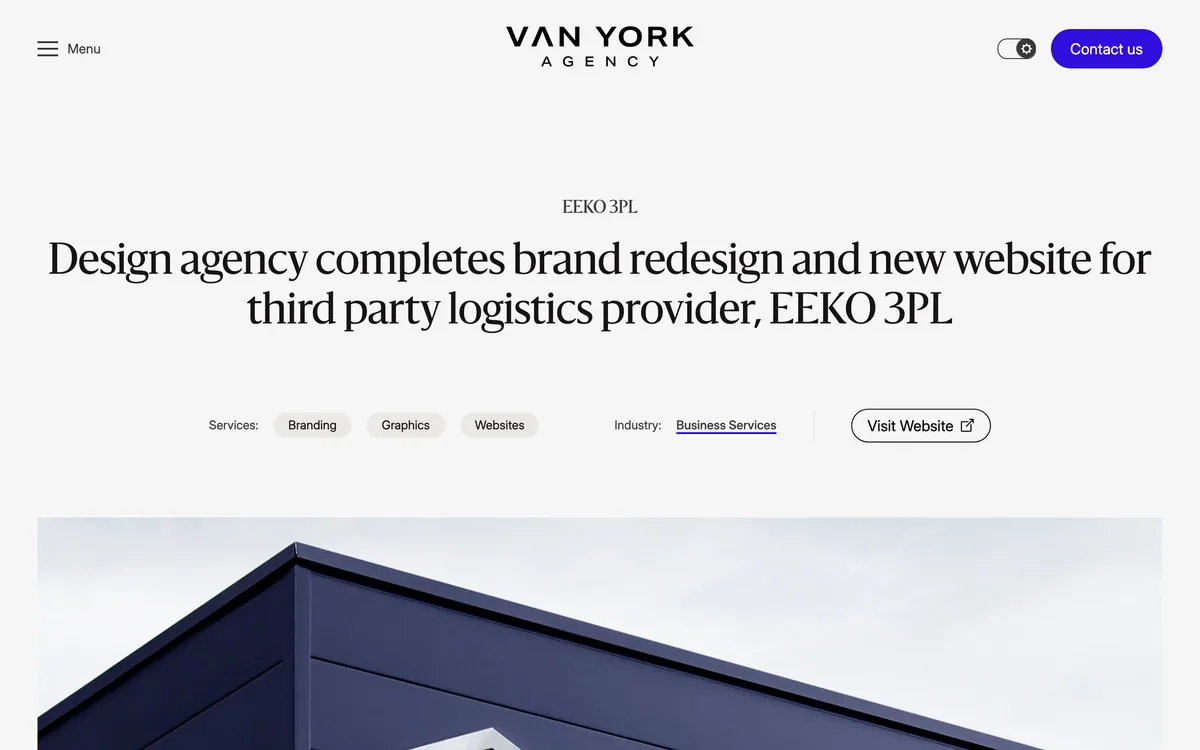 Van York Agency project page on the EEKO 3PL brand redesign and new website