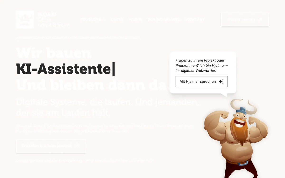 WOAR's home page, a German Drupal agency, with client logos including Spedition Michels