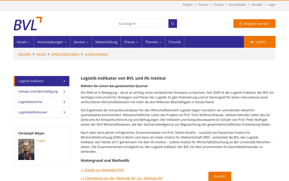 The BVL Logistik-Indikator page